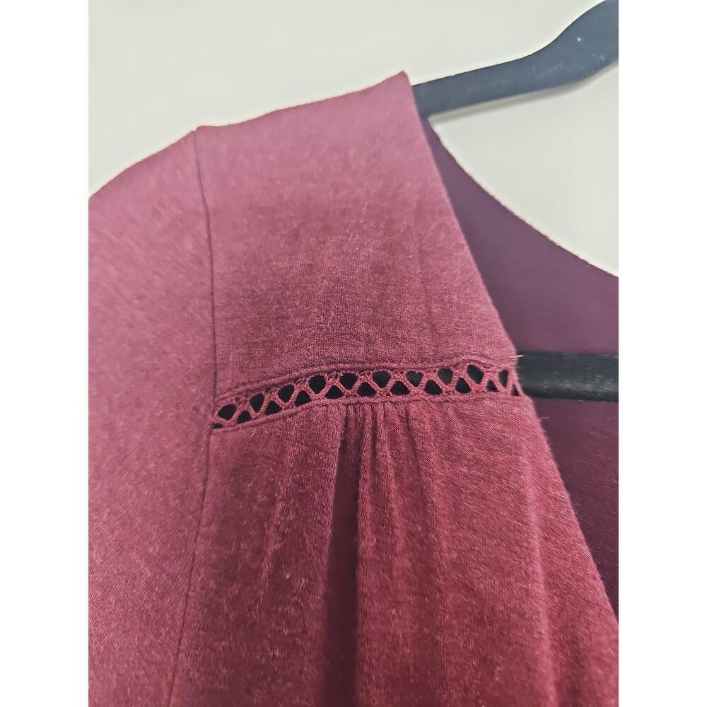 Anthropologie Maeve  Galena Burgundy Midi VNeck Jersey Wrap Dress L - Picture 7 of 11